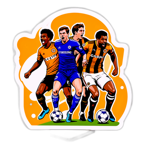 Stickers cu o scenă de meci de fotbal între Hull City și Chelsea