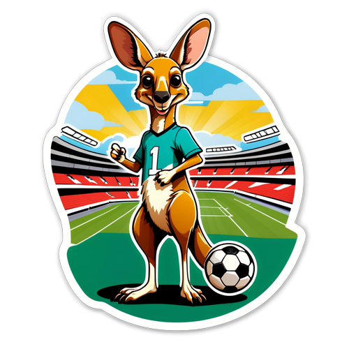 Witziger Känguru Pop-Art mit Fußballstadion von Bilbao