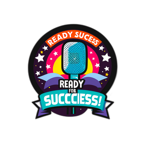 Наклейка к Грэмми 2026, микрофон и звезды, текст "Готов к успеху!"