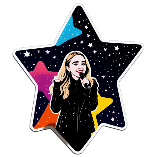 Silhuett av Sabrina Carpenter under Fargerike Scene Lys