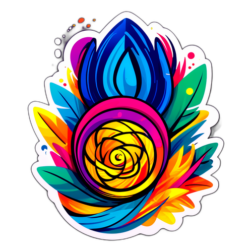 Abstracte Bloem Sticker