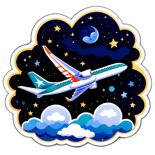 מטוס מצולם מעפילה דרך העננים בלילה