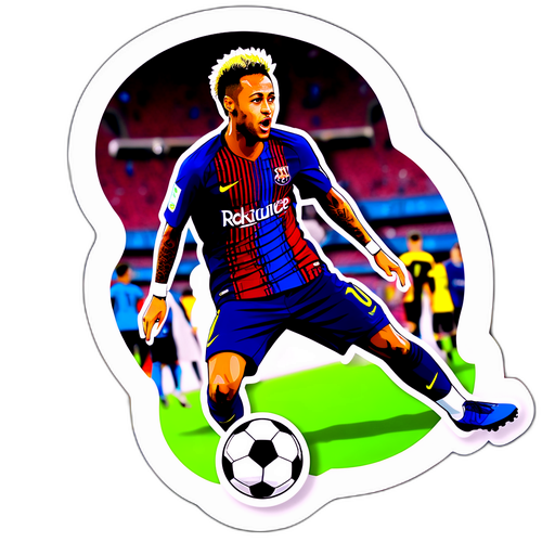 Een dynamische sticker van Neymar die een truc met een voetbal uitvoert