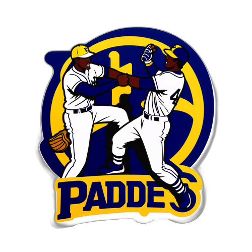 Makulay na Sticker ng Isang Labanan sa Baseball sa Pagitan ng Padres at Dodgers