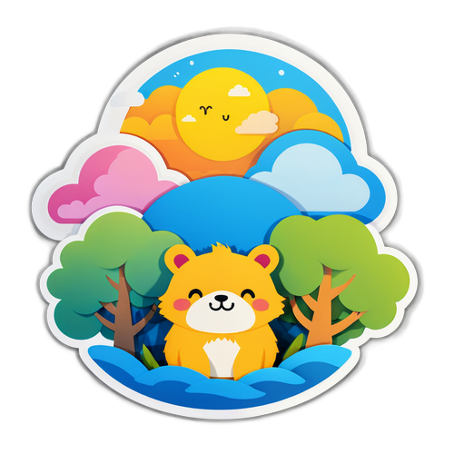 天氣變化的小動物表情貼紙