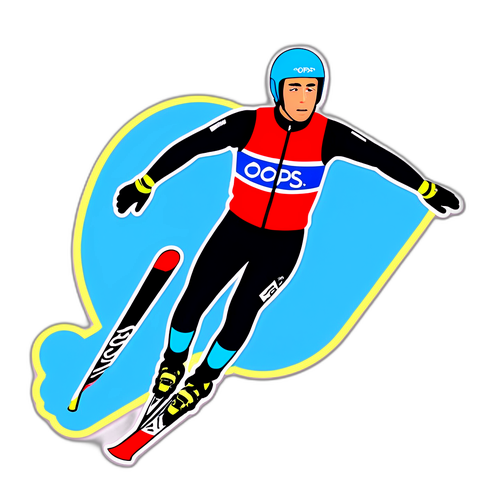 Frustrierter Skispringer mit "Oops!"