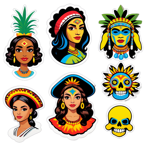 Autocolante cu Irinel Columbeanu și accesorii celebre, în stil pop-art
