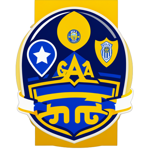 Sticker que presenta una mezcla de los logotipos de Boca Juniors y Gimnasia, destacando la rivalidad deportiva