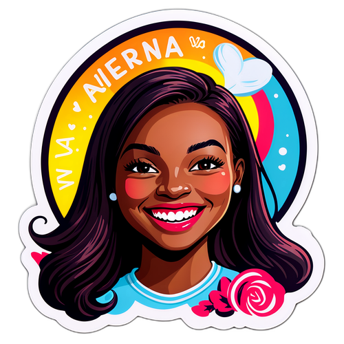 สติ๊กเกอร์ของเวรา อัลเลนโทวาที่มีรอยยิ้มสดใส