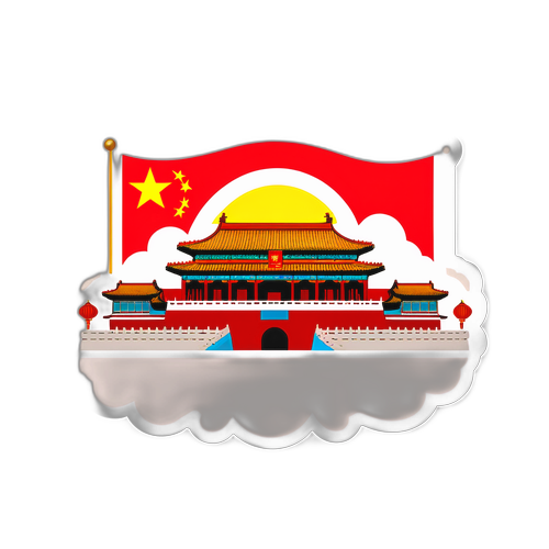 庆祝气氛的北京国旗贴纸