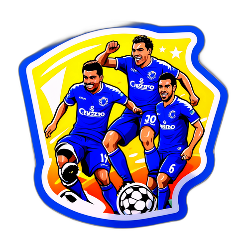 Sticker Vibrante do Cruzeiro com Jogadores em Ação