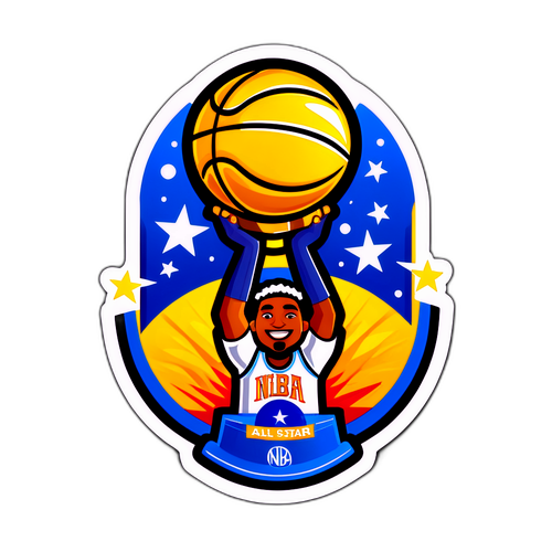 NBAオールスターのトロフィーを持つ選手