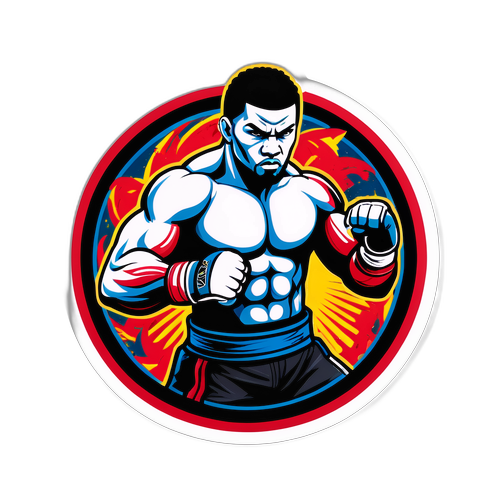 Autocollant représentant Ciryl Gane en posture de combat