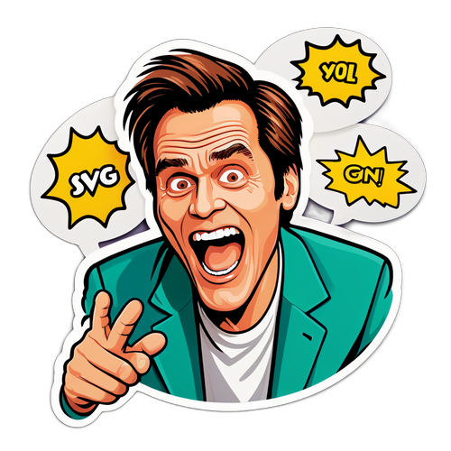 Autocollant de Jim Carrey avec une expression comique