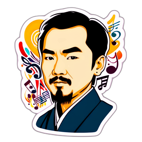 音樂風格的藝術肖像貼紙