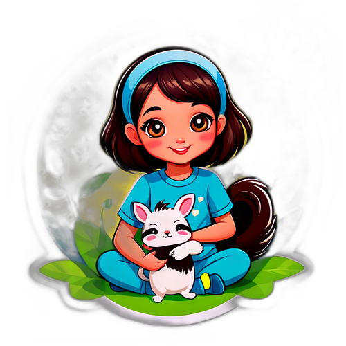 Stiker Lucu Shandy Aulia Bersama Hewan Kartun