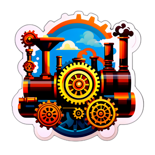 Ångmaskin Klistermärke