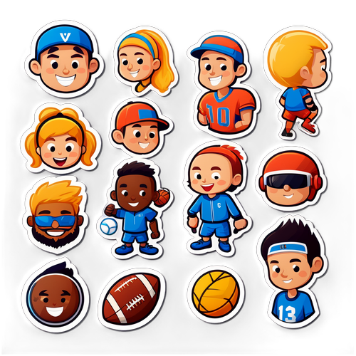 สติกเกอร์ตัวการ์ตูนกีฬาในบรรยากาศการชมกีฬาสด