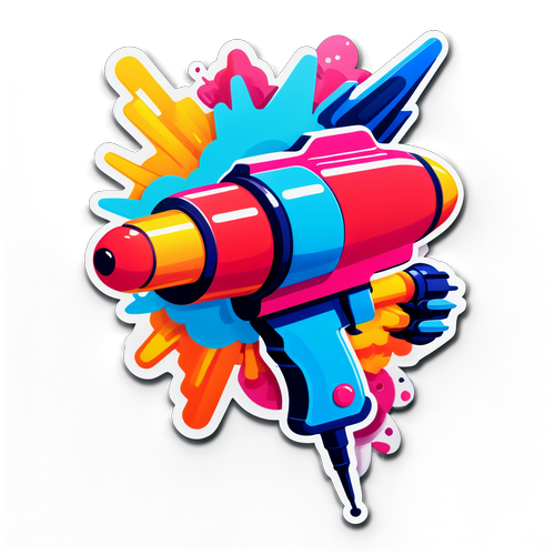 Funky Raygun Sticker yang Menggoda! Keberanian Kartun dengan Warna Ceria!