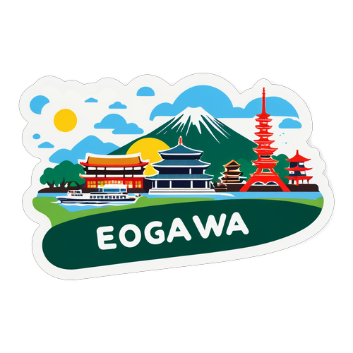 エドガワ区の観光ガイドスタイルのステッカー