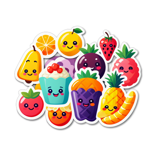 Smiling Fruits and Sweets Illustration