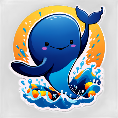 Happy Whale Splashing Water Sticker