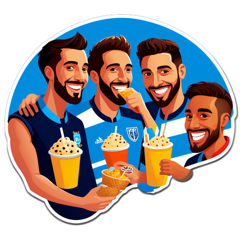 ¡La Amistad y Pasión por el Fútbol en un Solo Sticker! Comparte la Alegría del Partido entre Racing y Godoy Cruz