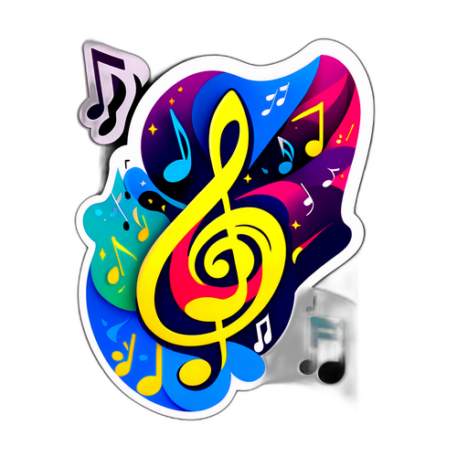 Limitowana naklejka Stellato Dudek z nutami i żywymi kolorami