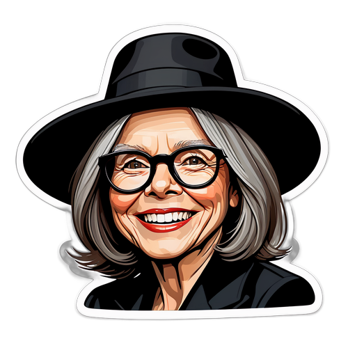 Caricatură Amuzantă a Actriței Diane Keaton