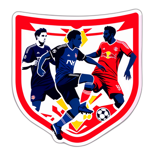 A sticker de um jogo de futebol abstrato entre Toronto e NY Red Bulls
