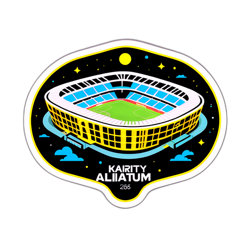 Stilfuld klistermærke af Kairat Almatys stadion om natten