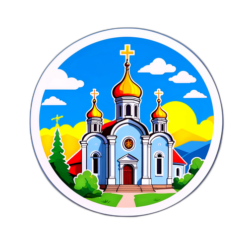 Яскрава наклейка з традиційними символами Миронівки