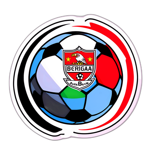 Aufkleber mit einem Fußball und den Farben von Benfica und Braga