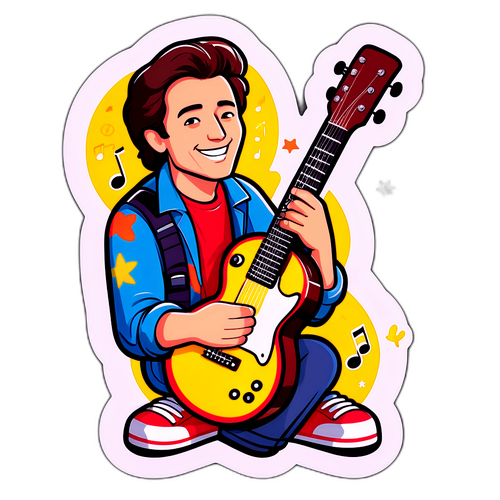 סטיקר שמח של מייקל הרפז עם גיטרה