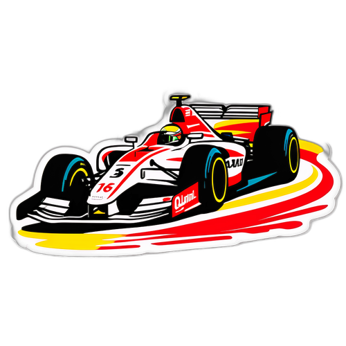 멕시코 그랑프리에서 질주하는 레이싱카 스티커 디자인