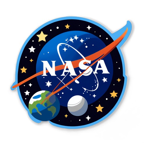 Crea un adesivo con il logo NASA e uno sfondo stellato