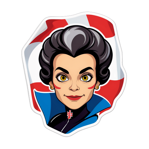 Sticker mit stilisiertem Porträt von Ursula Plassnik