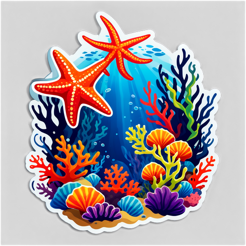 壮丽的海底世界，海星、海藻和珊瑚