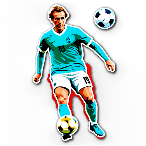 Johan Neeskens in Azione: Illustrazione Minimalista con Firma e Palla da Calcio!