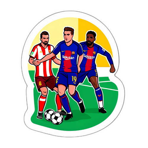 西甲比賽的漫畫風格插圖