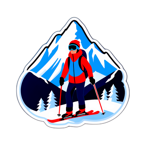 Hình ảnh biểu tượng của núi tuyết và người trượt tuyết