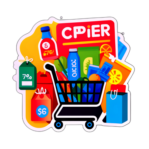 סצנת קניות עם תוויות הנחה