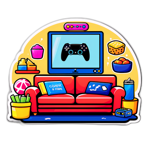 Sticker ya Kichekesho ya Michezo ya Kwenye TV