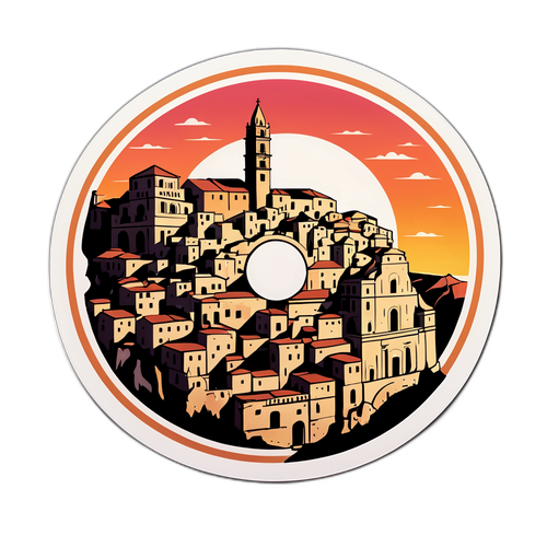 Architettura antica di Matera al tramonto