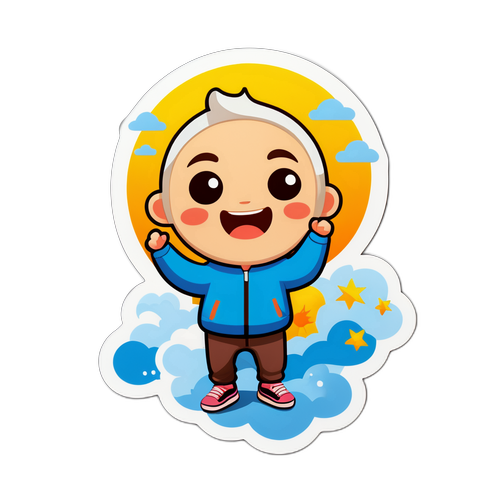 興奮的小角色觀察天氣變化