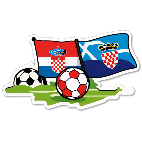 Epic Showdown: Croatia vs Scotland - A Spectacular Sticker Celebrating Flags and Landmarks on the Field!