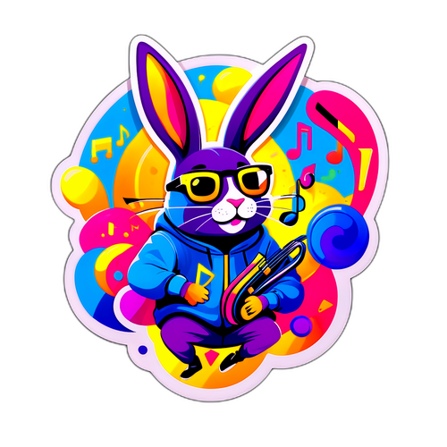 Farverig Klistermærke Inspireret af Bad Bunny