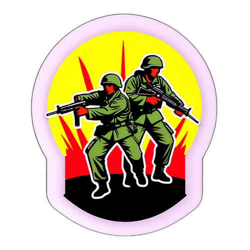 自衛隊の活動を誇示するシンプルで力強いステッカー