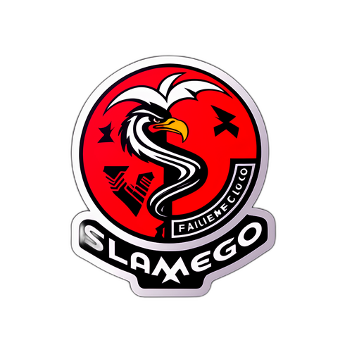 A Flamengo és São Paulo logók szimbolikus összekapcsolódása sportos dizájn elemekkel