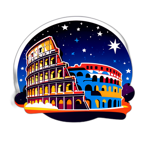 A Colosseum éjjeli világítása csillagos éggel